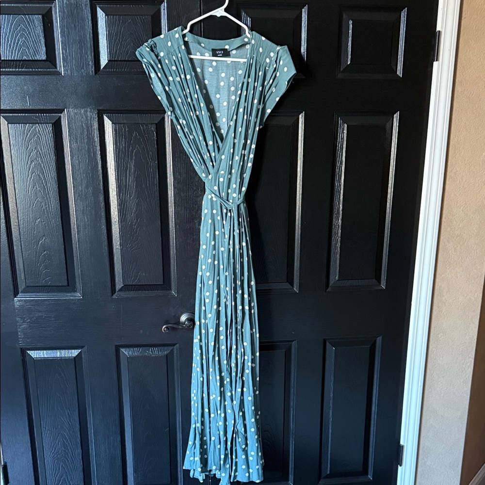 Vici green Polka Dot Wrap Maxi Dress